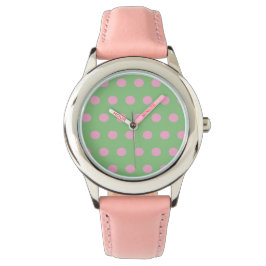 Polka Dot Watch (Sage Grönt & Pastel Rosa) Armbandsur
