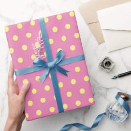 Polka Dot Wrapping Papper (Rosa & mjuk Gult) Presentpapper