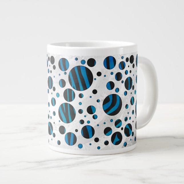 Polka Dot Zebra Black och Blue Mönster Jumbo Mugg (Framsida höger)