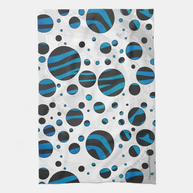 Polka Dot Zebra Black och Blue Mönster Kökshandduk (Vertikal)