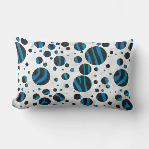Polka Dot Zebra Black och Blue Mönster Lumbarkudde
