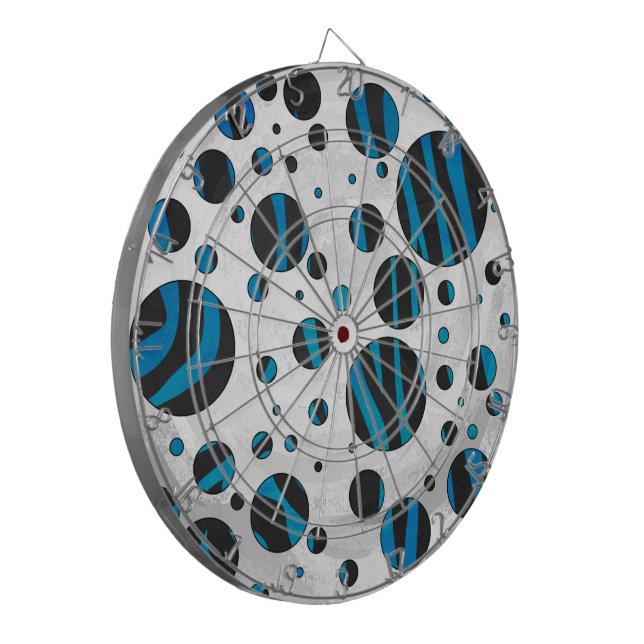 Polka Dot Zebra Black och Blue Mönster Piltavla (Vänstra Framsidan)