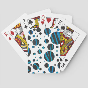 Polka Dot Zebra Black och Blue Mönster Spelkort
