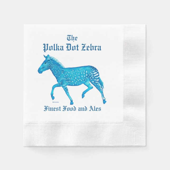 Polka Dot Zebra English Pub - Blue Pappersservett (Framsidan)