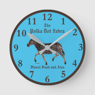 Polka Dot Zebra English Pub Rund Klocka