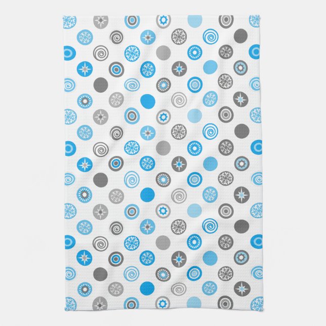 Polka Doted Winter White Säsong Kitchen Towel Kökshandduk (Vertikal)