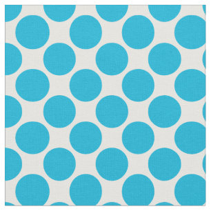 Polka dots 3/4 tum turkos på vitt tyg