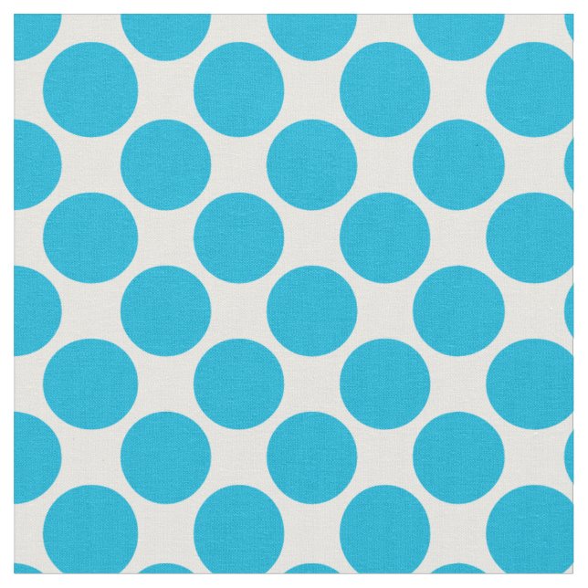 Polka dots 3/4 tum turkos på vitt tyg (Närbild)