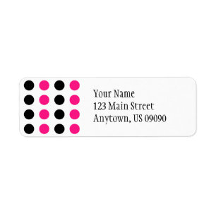 Polka dots-adressetikett (Shock rosa / Svart) Returadress Etikett