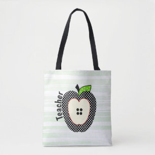 Polka dots Apple Teacher Tote Bag Tygkasse