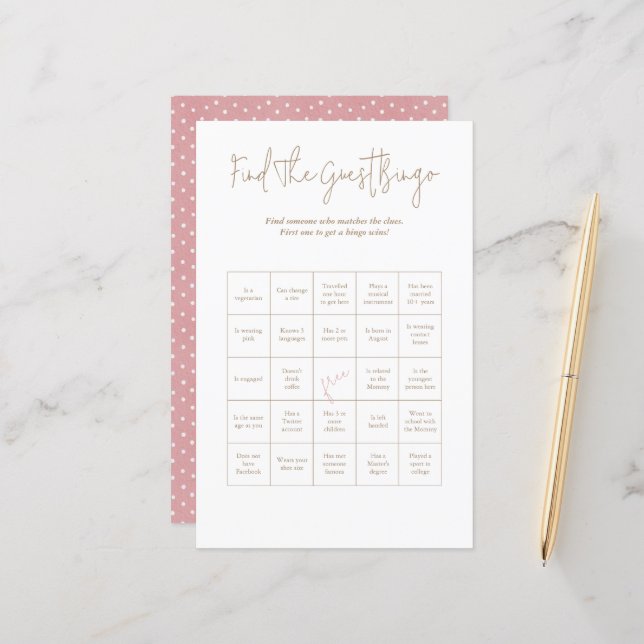 Polka dots Baby Bear Guest Bingo Baby Shower Game (Fram/Back In Situ)