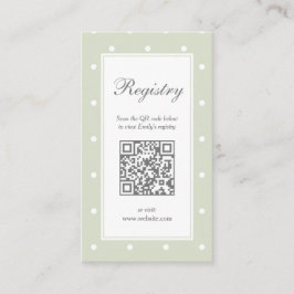 Polka dots Baby Sage Grönt Baby Shower Registry Tilläggskort