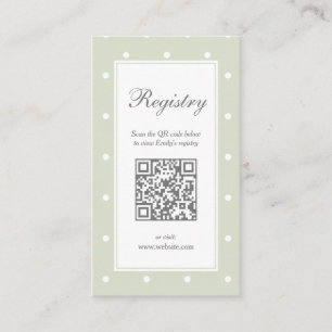 Polka dots Baby Sage Grönt Baby Shower Registry Tilläggskort