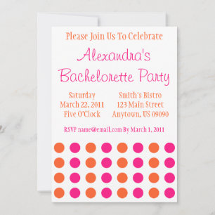 Polka dots Bachelorette Inbjudan (Shock rosa/Orang