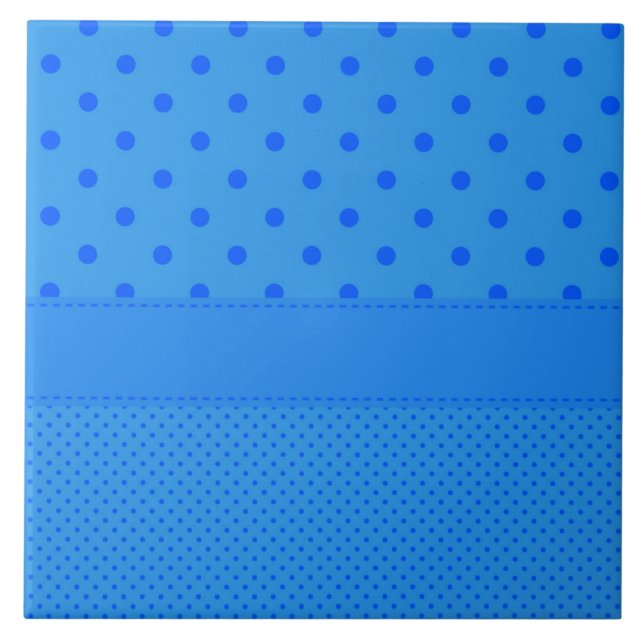 Polka dots, blå på blå, kakelplatta (Framsidan)