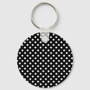 Polka dots Black and White Keychain & Lanyard Nyckelring