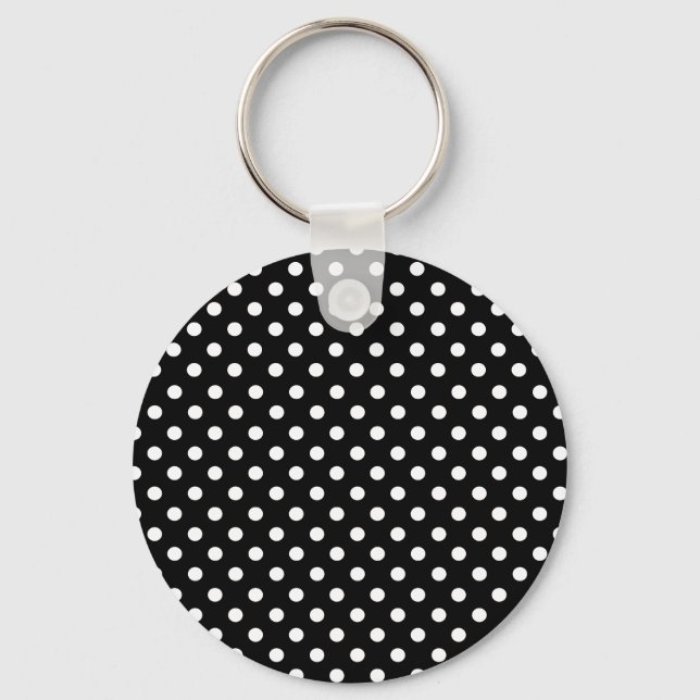 Polka dots Black and White Keychain & Lanyard Nyckelring (Framsida)