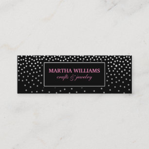 Polka dots Black White-etikett Mini Visitkort