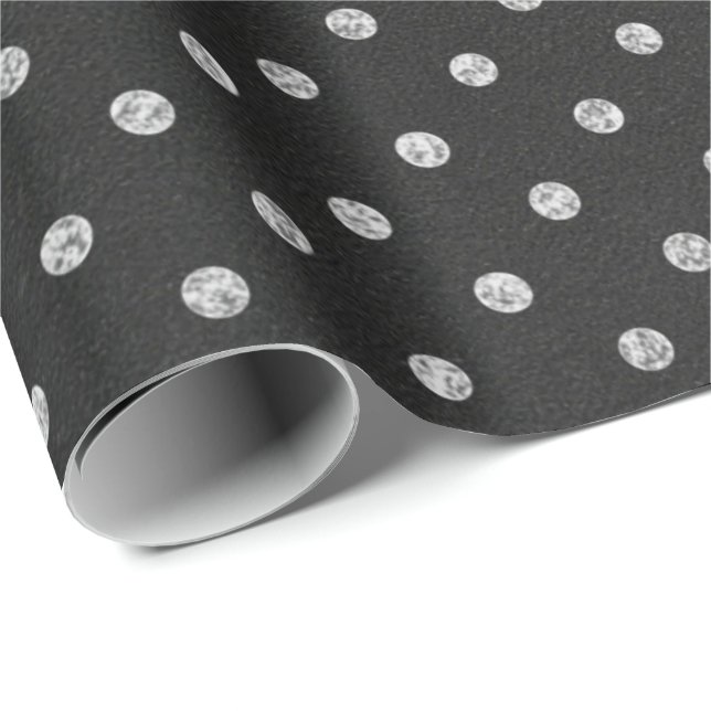 Polka dots Black White Linjer Chalkboard Linjer Presentpapper (Rullad Hörn)