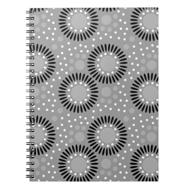 Polka Dots Blommiga Anteckningsböcker : Grå (Framsidan)