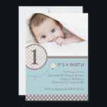 Polka dots Blue Kids Photo Birthday-inbjudan Inbjudningar<br><div class="desc">En perfekt för inbjudan till fotomall för spädbarn och barn. Det har en bra fågelaccent med polka dots gräns. Om du har problem med att anpassa den här inbjudan klickar du på kontaktknappen ovan.</div>