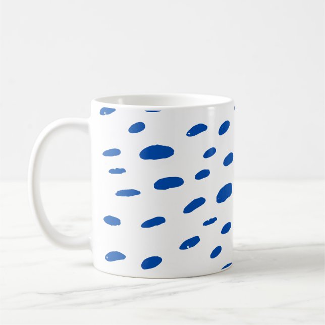 Polka dots Cobalt Blue Mönster Kaffemugg (Vänster)