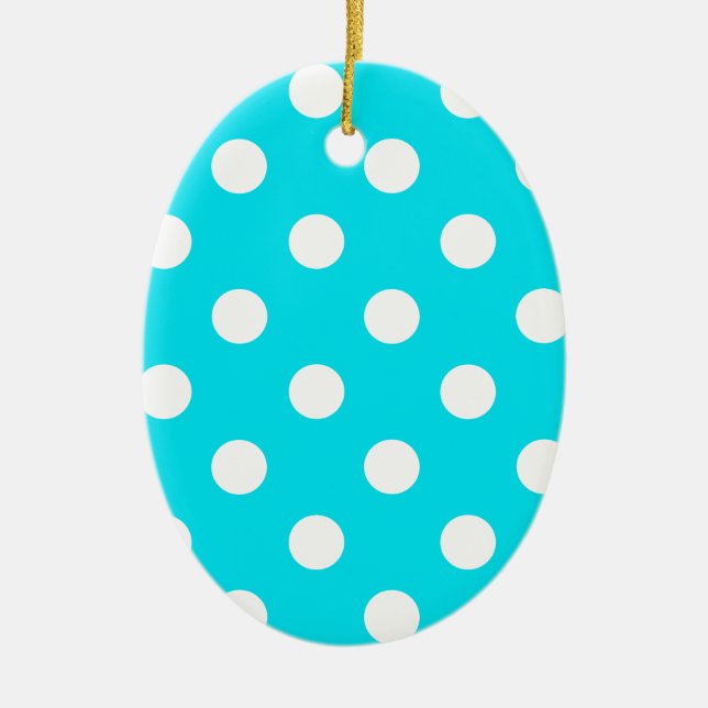 Polka dots cyan hex-kod 00E3F4 Julgransprydnad Keramik (Framsidan)