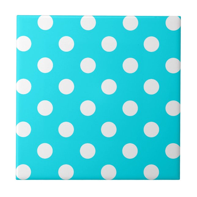 Polka dots cyan hex-kod 00E3F4 Kakelplatta (Framsidan)