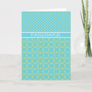 Polka dots, Daffodils Påsk-kort: Welsh Hälsning Helgkort