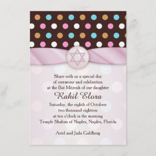 Polka dots, David Bat mitzvah inbjudnings stjärna Inbjudningar