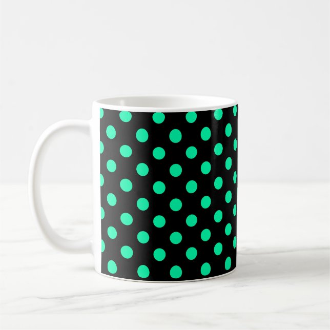 Polka dots - Färg mot svart bakgrund Kaffemugg (Vänster)