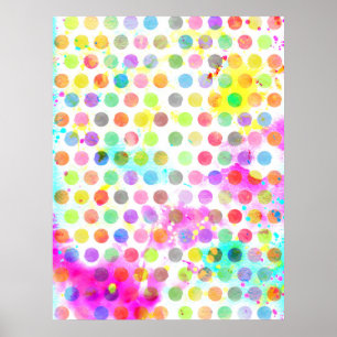 polka dots färgstarka vibrerande vattenfärgstän poster