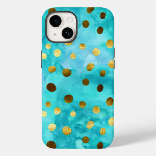 Polka dots Faux Guld och turkos Watercolor Fodral