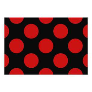 Polka dots, fläckar (torkad Mönster) - röd svart Fototryck