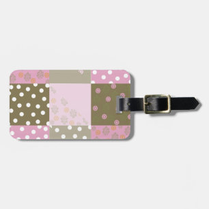 Polka dots Flowers Brown Rosa Quilt Bagagebricka