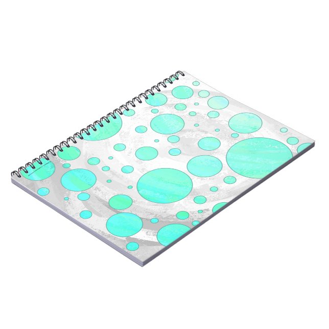 Polka dots för blått för MintisAqua Anteckningsbok (Vänstra Sidan)