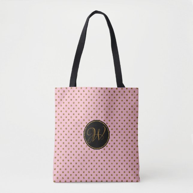 Polka dots för glitter för Monogramtote bags | Tygkasse (Framsida)