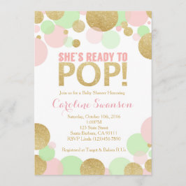Polka dots för Mint för baby showerinbjudan rosa Inbjudningar