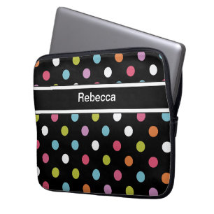 Polka dots för Monogrambärbar datorfodral