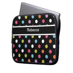 Polka dots för Monogrambärbar datorfodral
