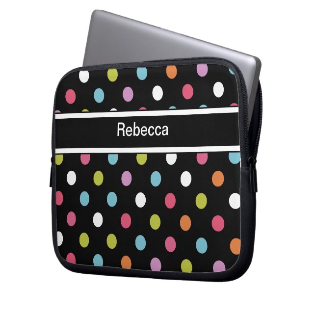 Polka dots för Monogrambärbar datorfodral (Framsidan Vänster)