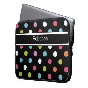 Polka dots för Monogrambärbar datorfodral
