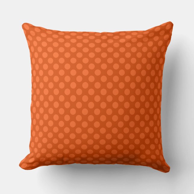 Polka dots för solid orange på orangens bakgrund kudde (Framsida)