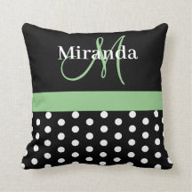 Polka dots för svartvit Grönt-monogramskript