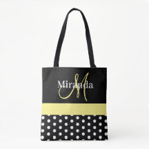Polka dots för svartvit Gult-monogramskript