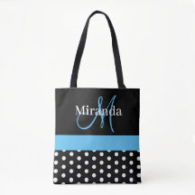 Polka dots för svartvit monogram-skript