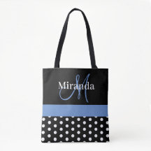 Polka dots för svartvit monogram-skript