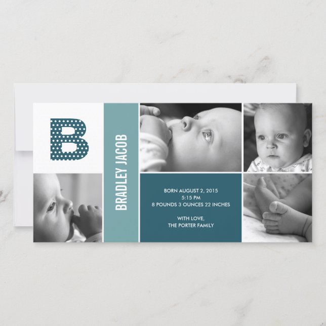 Polka dots första födelsemeddelandet om Baby Meddelande (Framsida)