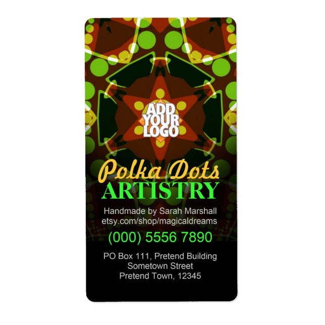 Polka dots Geometric Star med Logotyp-etikett Fraktsedel (Framsidan)