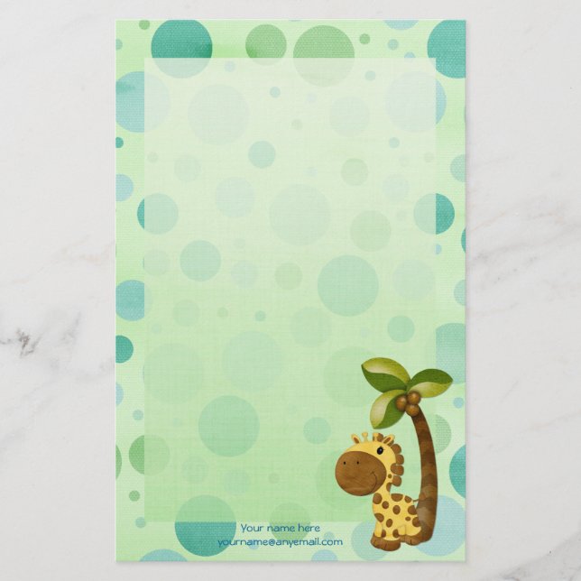 Polka dots Giraffe - Neutralt Baby och Kids tema Brevpapper (Framsida)